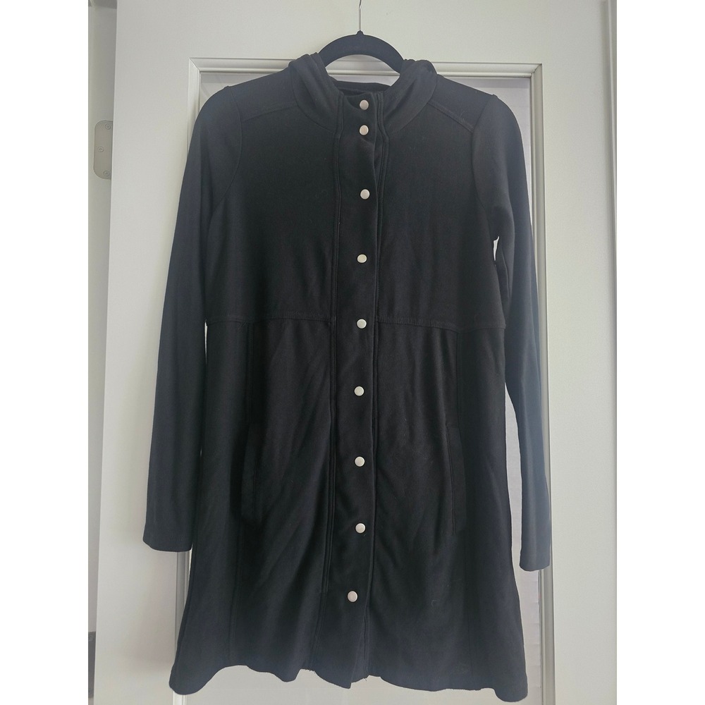 Chasor‎ Womens Black Hooded Snap Front Dress Longline Cardigan Jacket Small